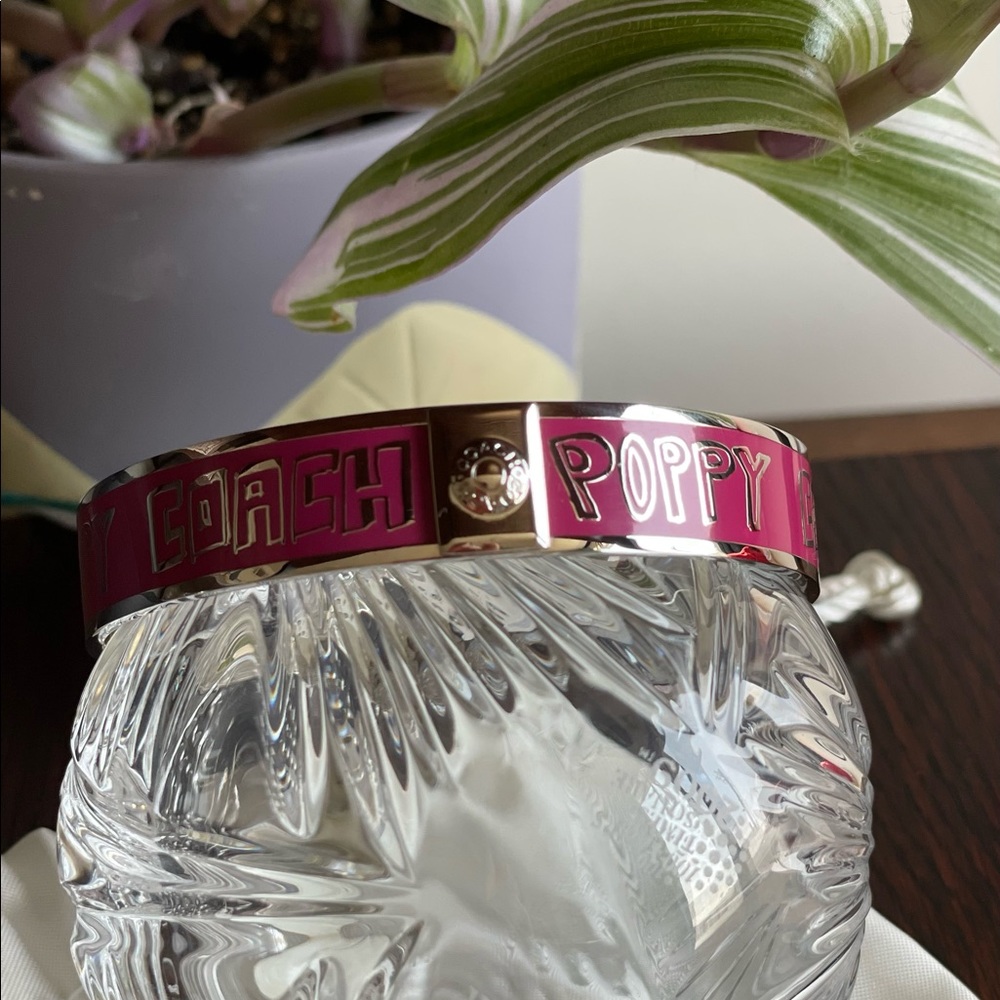 Coach poppy bangle bracelet, Magenta Pink tone with Silver - NWOT